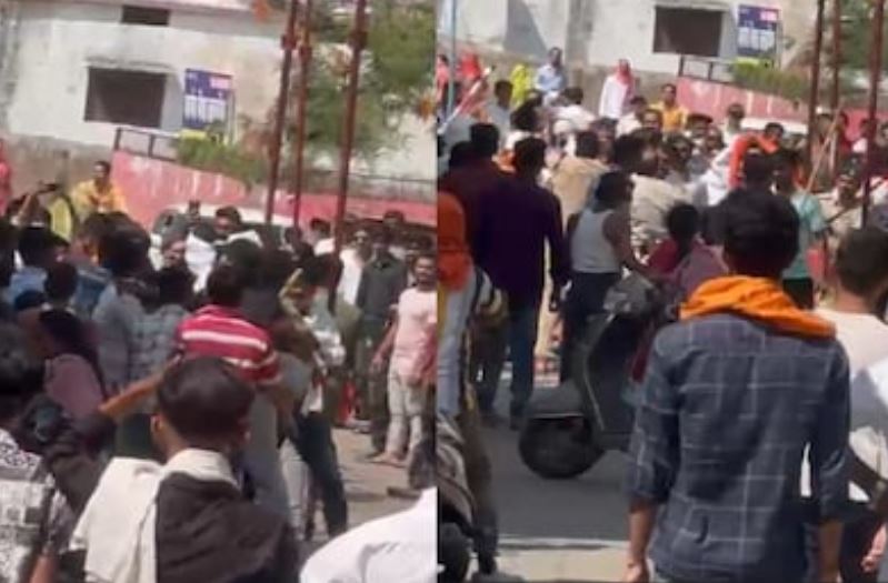 BJP-Congress workers clashed at the polling booth in Chhindwara, chair broken, fierce fight