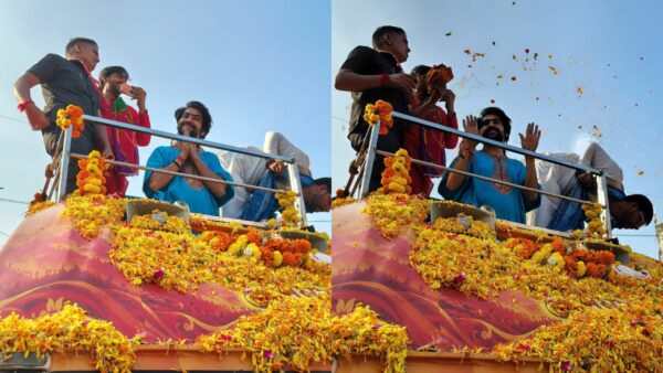 पलेरा में सनातन हिंदू एकता रथ यात्रा का भव्य स्वागत, धीरेंद्र कृष्ण शास्त्री पर हुई पुष्पवर्षा